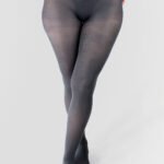 Model wearing grey cotton semi-opaque tights