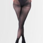 Black 40 denier semi-opaque tights with cotton foot and ankle for added comfort