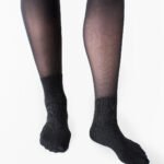 Black 40 denier semi-opaque tights with cotton foot and ankle for added comfort