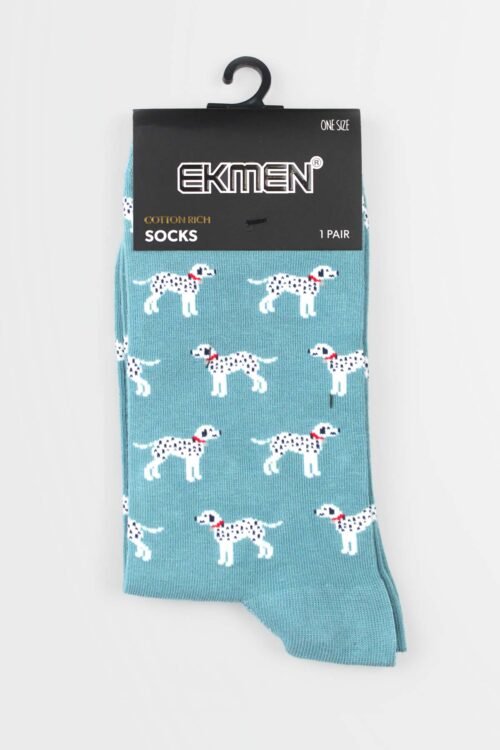 Dalmatin Dog Pattern blue Cotton Socks