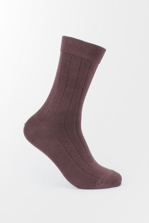 Brown Ribbed Men’s Cotton Socks