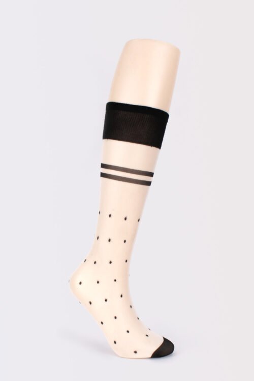 Women’s Polka-Dot Sheer Knee-High Socks – Black