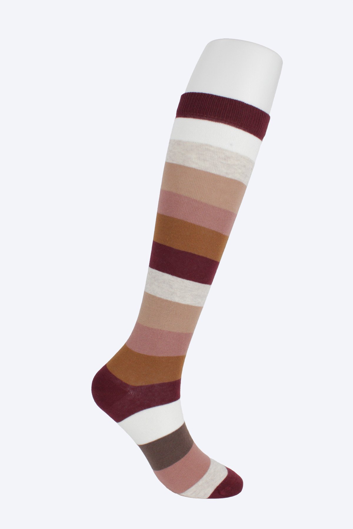 Women’s Knee-High Cotton Socks – Colorful Banded