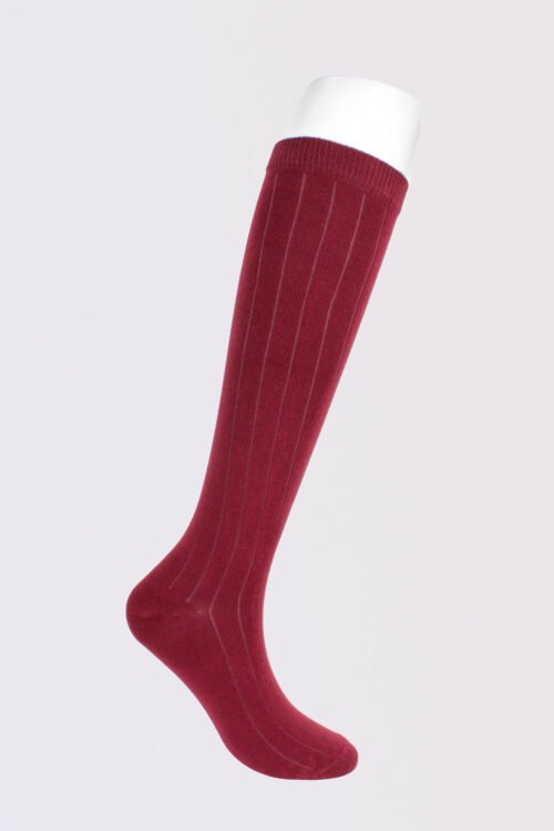 Women’s Knee-High Cotton Socks – Ribbed Red